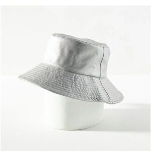 Anthropologie Silver Metallic Faux Leather Bucket Hat 🌿